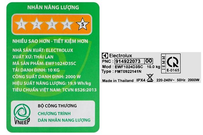 Máy Giặt Electrolux UltimateCare 300 Inverter 10 Kg EWF1024D3SC